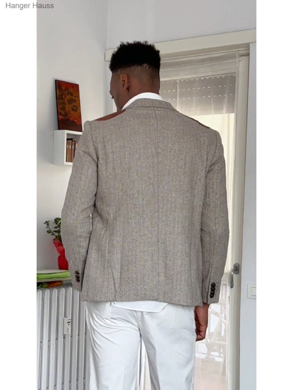 Men's Wool Blend Two Button Herringbone Tweed Sport Coat Blazer - Picture 6 of 6